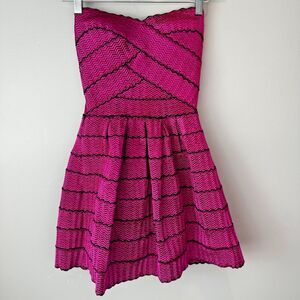 WOW Couture World of Women Fit & Flare Strapless Hot Pink Dress Womens Small